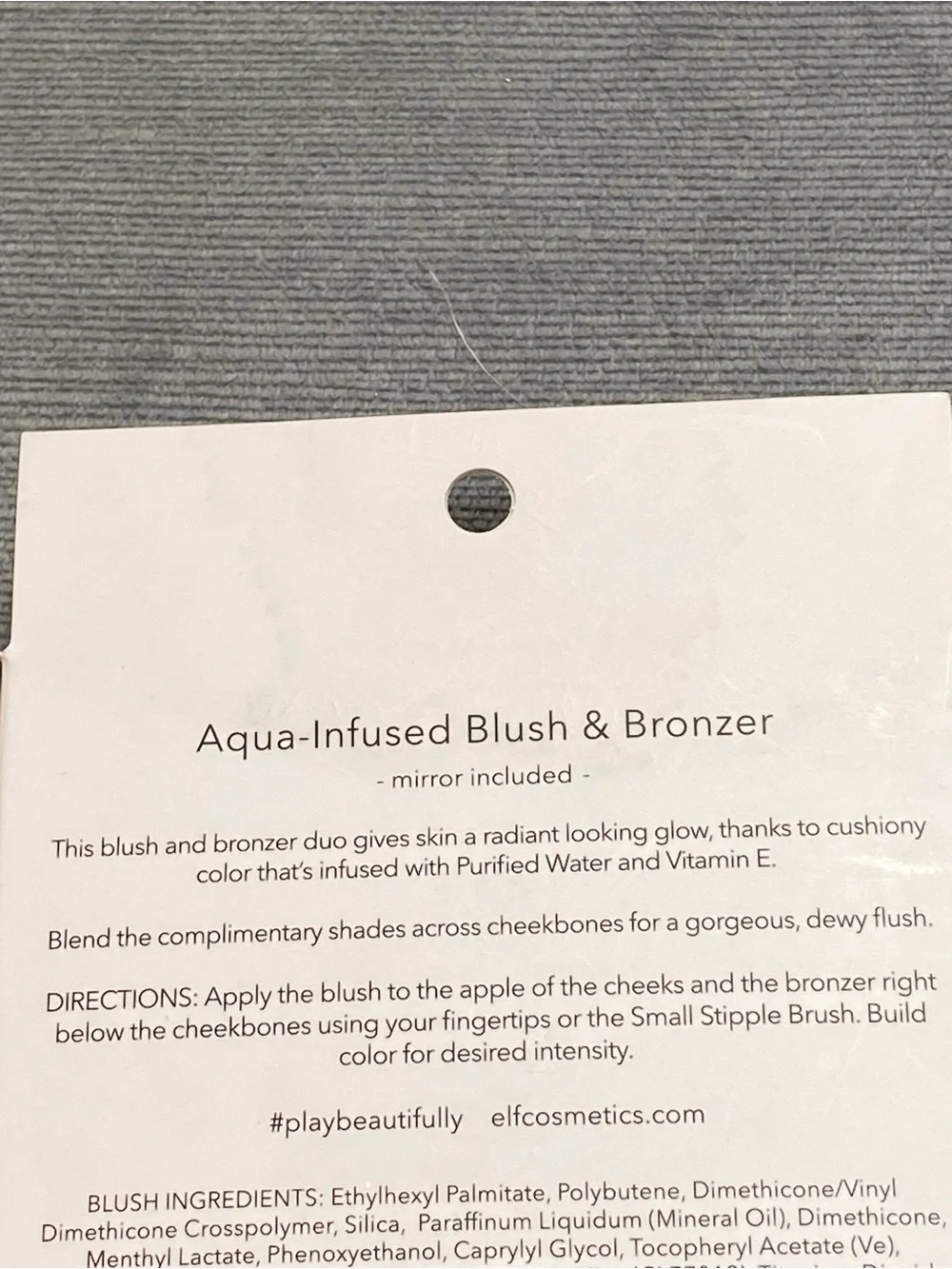 ELF Aqua-Infused Blush & Bronzer Duo - Bright Pink & Bronze, mirror included NIP